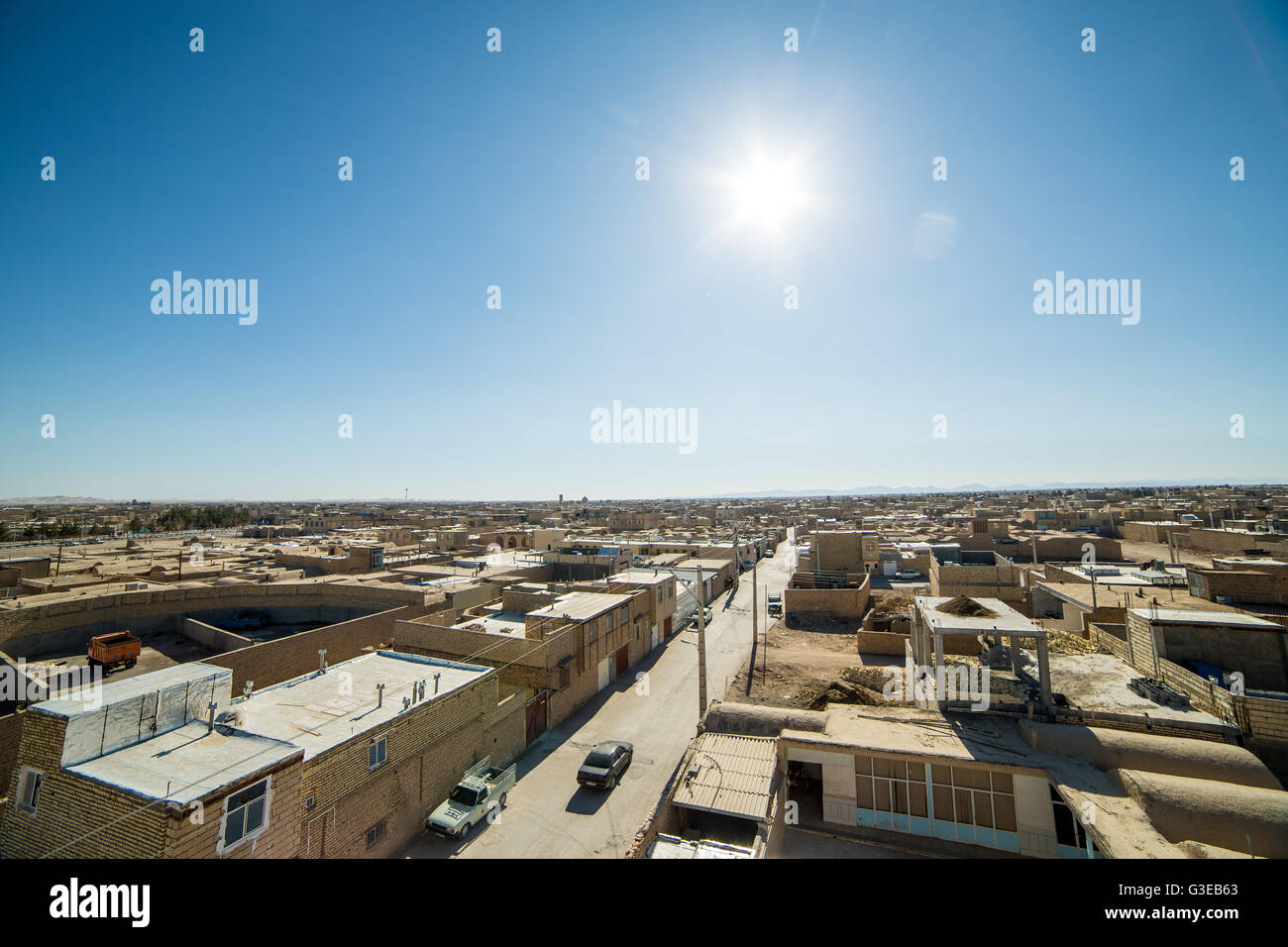 Vista aerea del deserto città Varzaneh nella provincia di Isfahan, Iran Foto Stock
