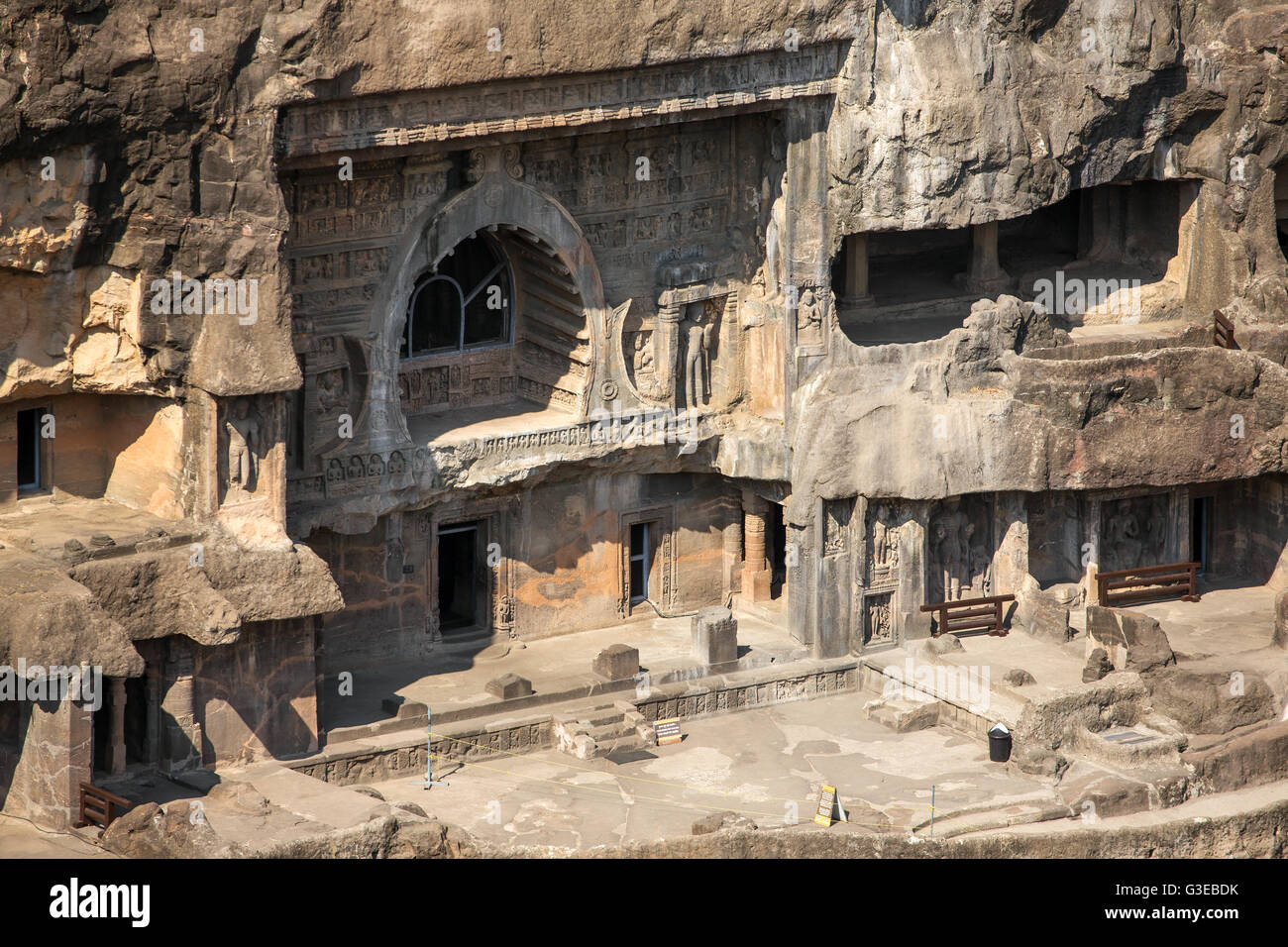 Ellora grotte nei pressi di Aurangabad, nello stato del Maharashtra in India Foto Stock