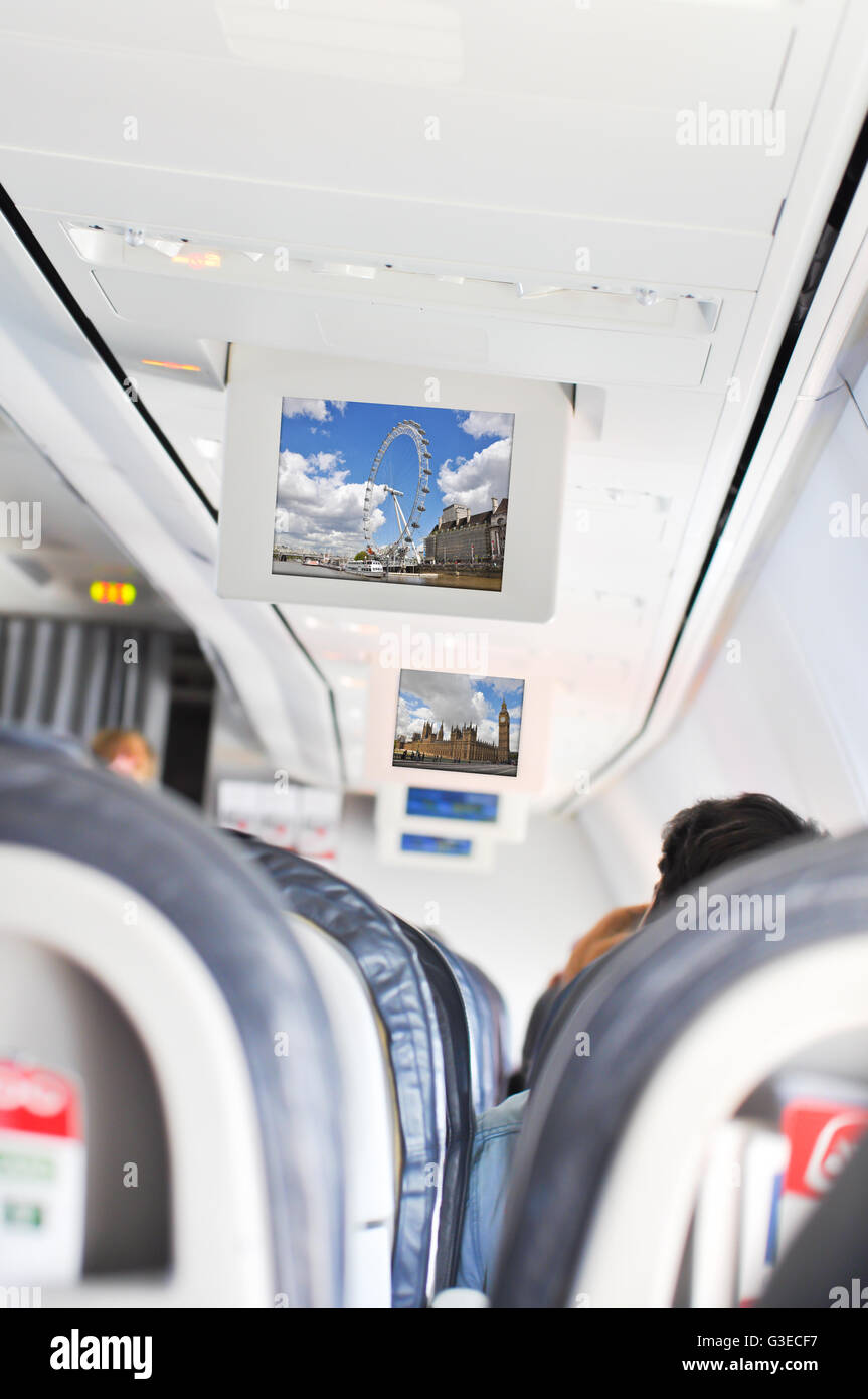 Viaggi a Londra all'interno del velivolo Foto Stock