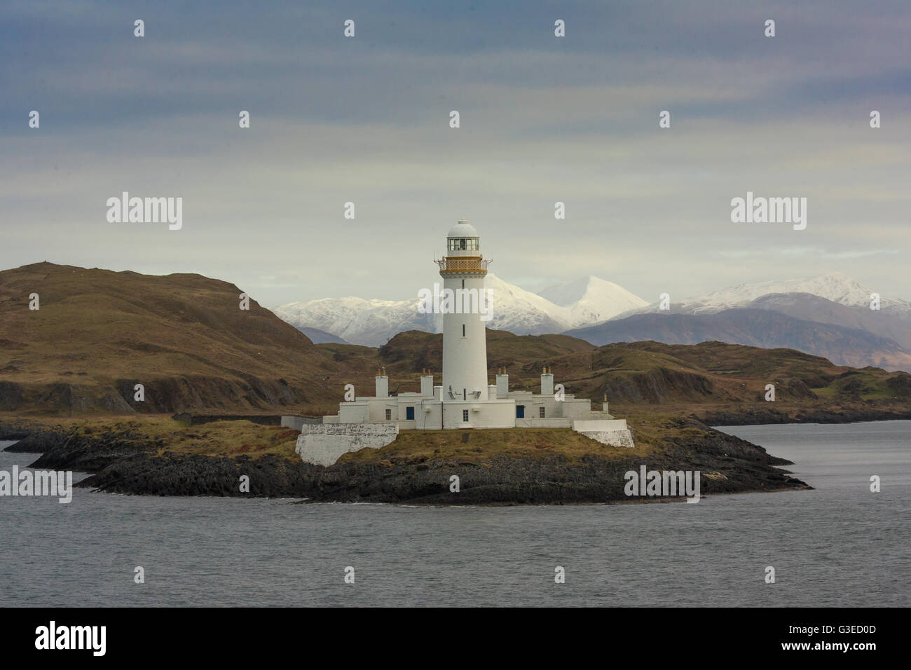 Eilean musdile Lighthouse vicino a Oban Foto Stock