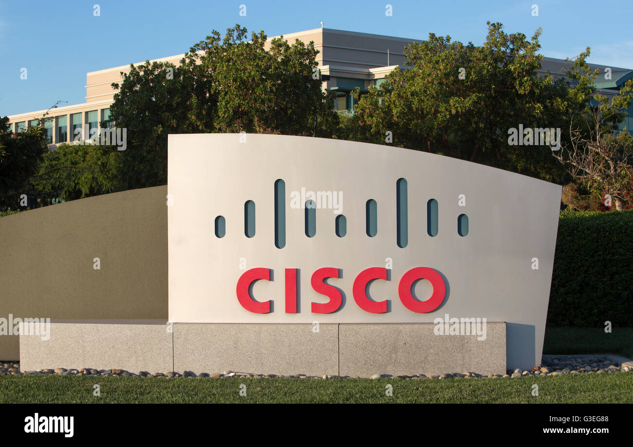 Segno di Cisco e uffici a Milpitas, California. Foto Stock