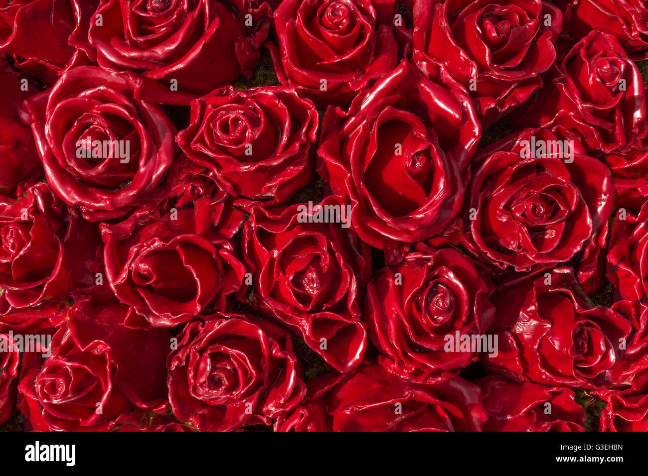 Rose rosse di cera Foto Stock