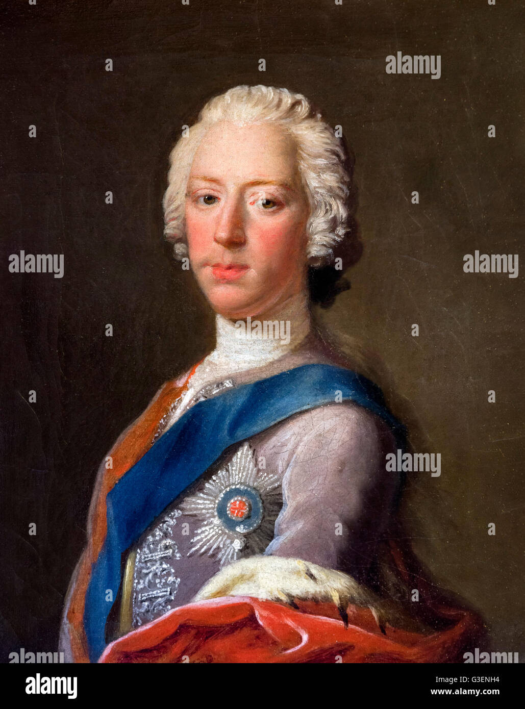 Bonnie Prince Charlie ritratto. Il principe Charles Edward Stuart (1720-1788), la pittura di Allan Ramsay, olio su tela, c.1745. Foto Stock