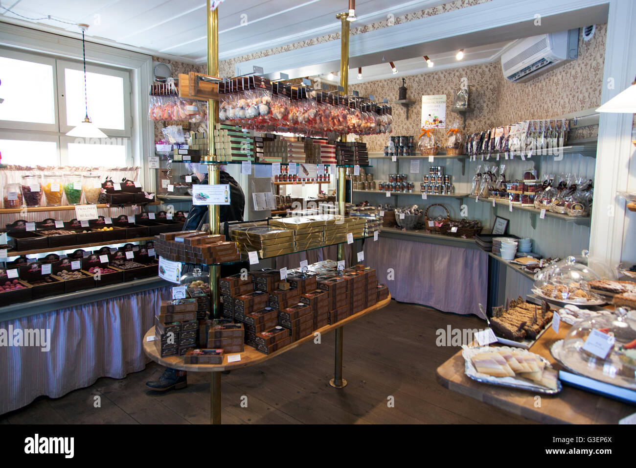 Affascinante cioccolato e marzapane boutique (Marsipangarden in Trosa, Svezia) Foto Stock