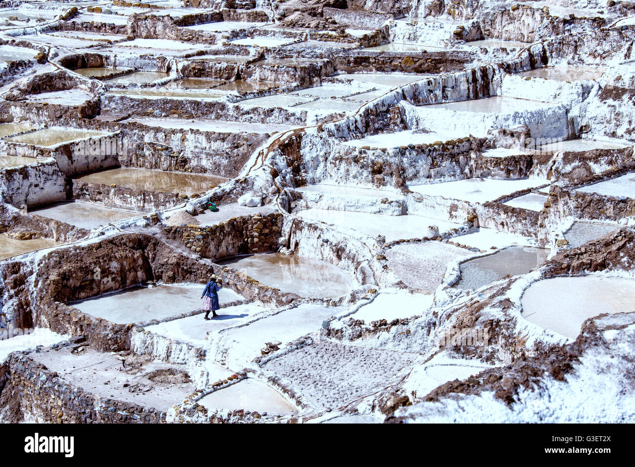 Foto scattata in Maras Moroy miniera di sale in Perù Foto Stock