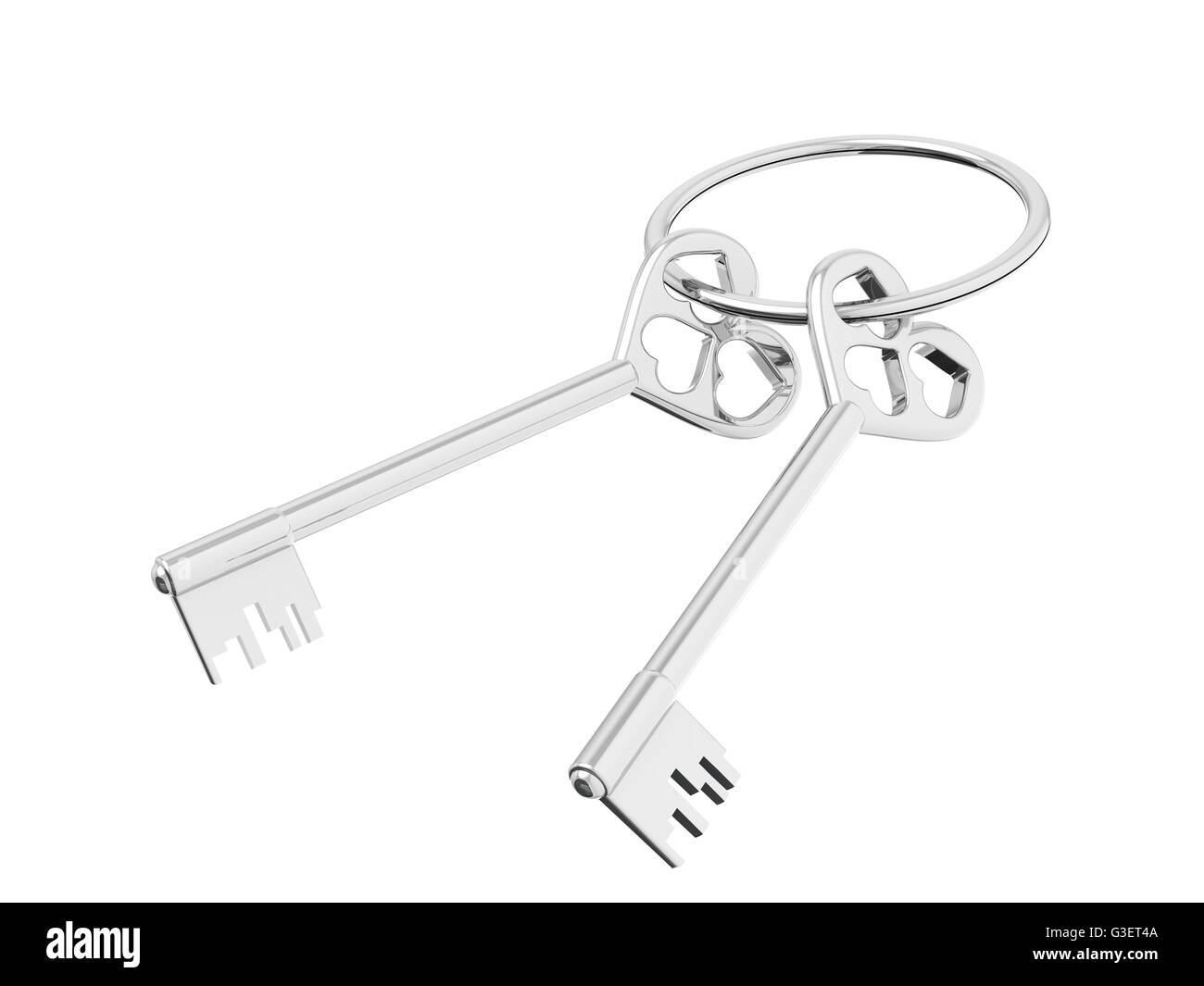 3D illustrazione di due chiavi. Foto Stock