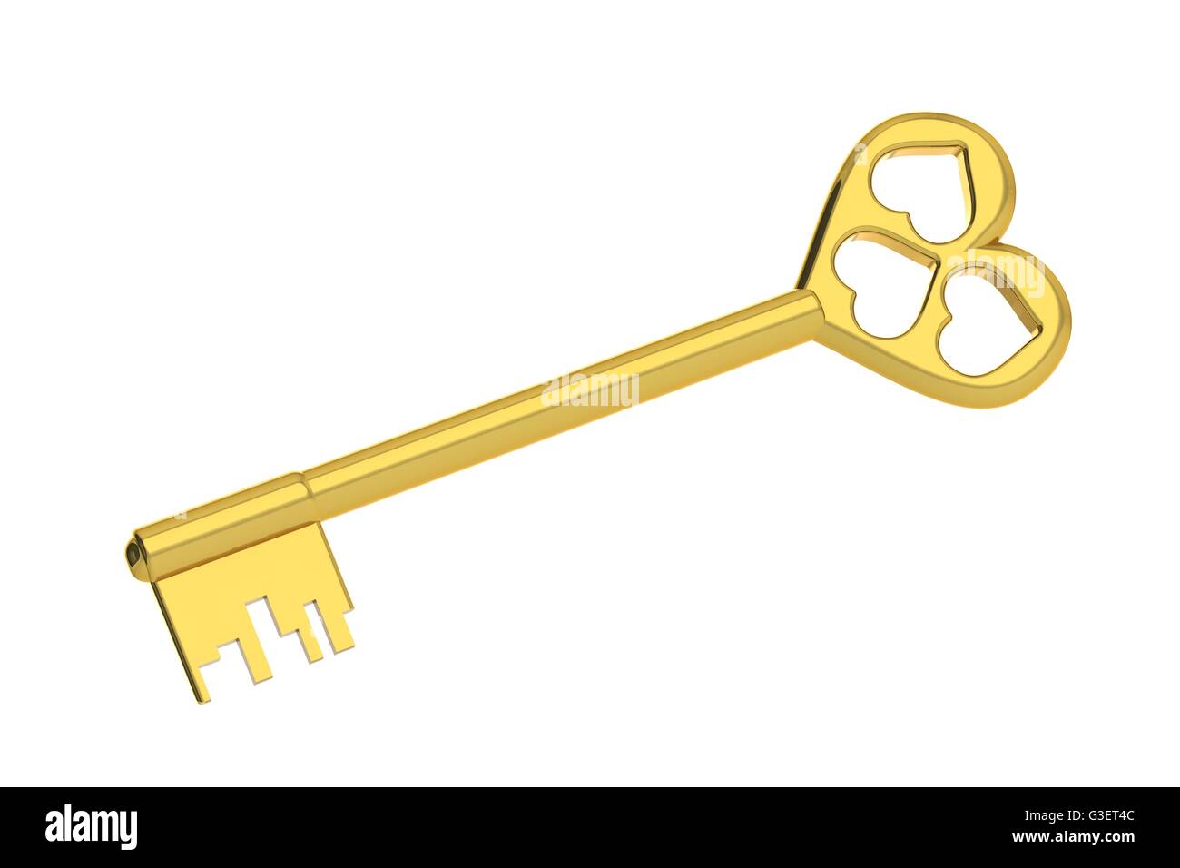 3D illustrazione golden key. Foto Stock