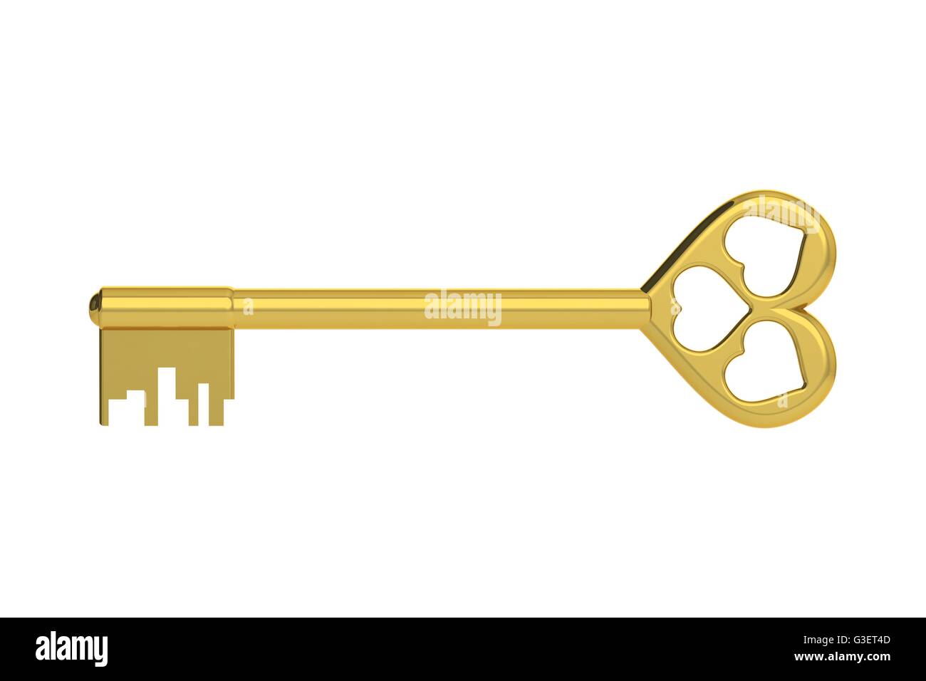 3D illustrazione golden key. Foto Stock