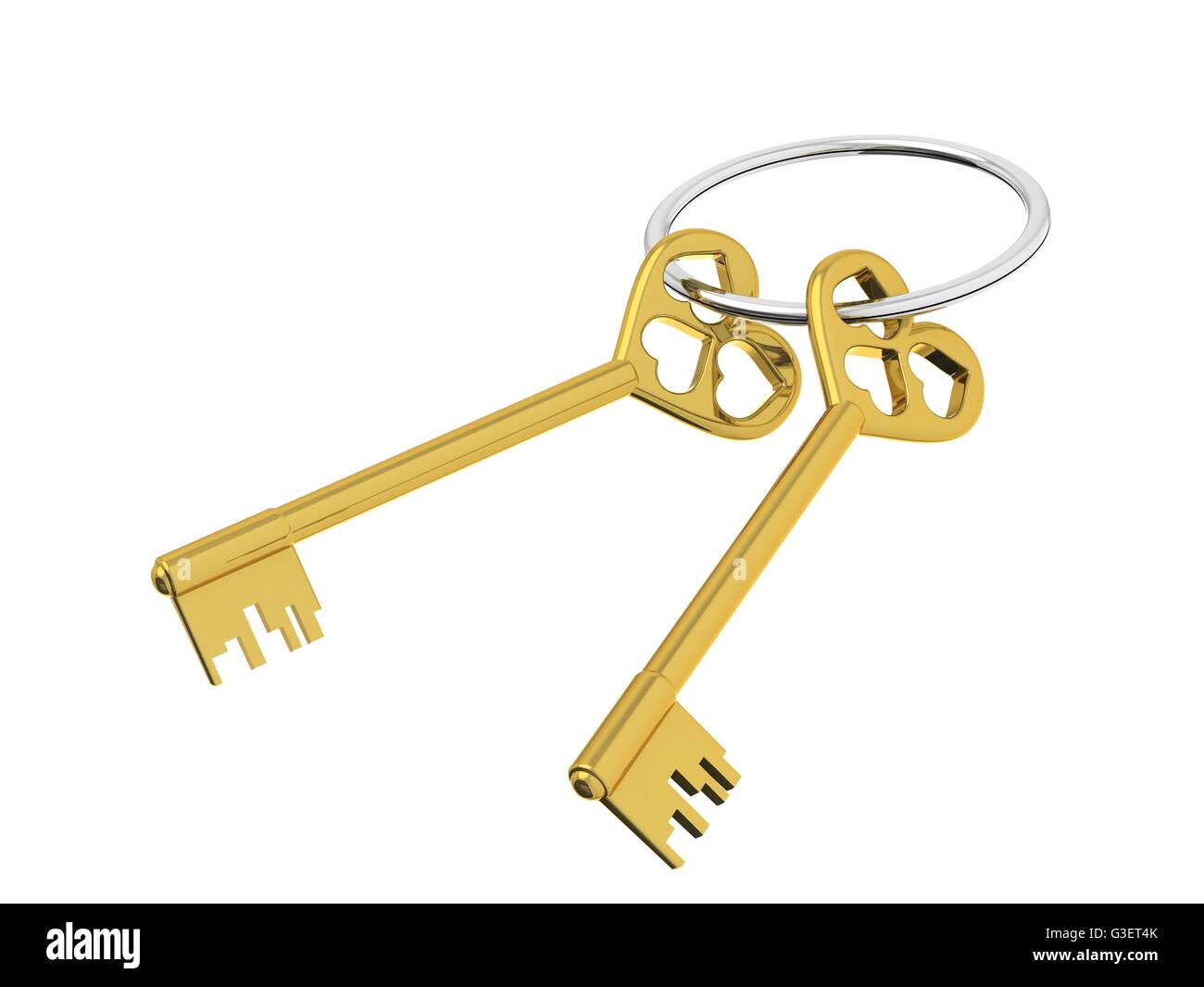 3D illustrazione chiavi d'oro. Foto Stock
