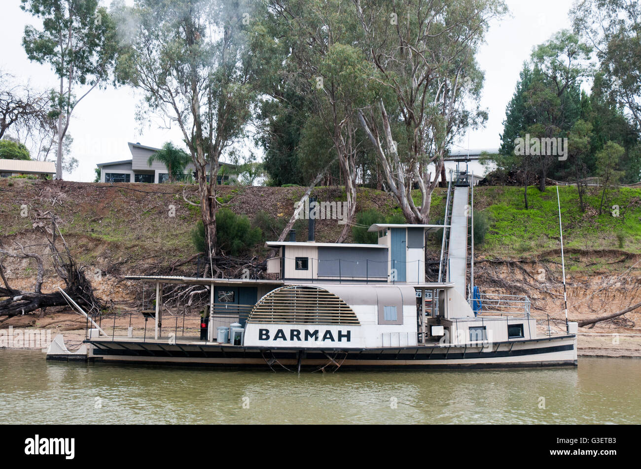 Paddlesteamer storico presso il fiume Murray porto di Echuca, Victoria, Australia Foto Stock