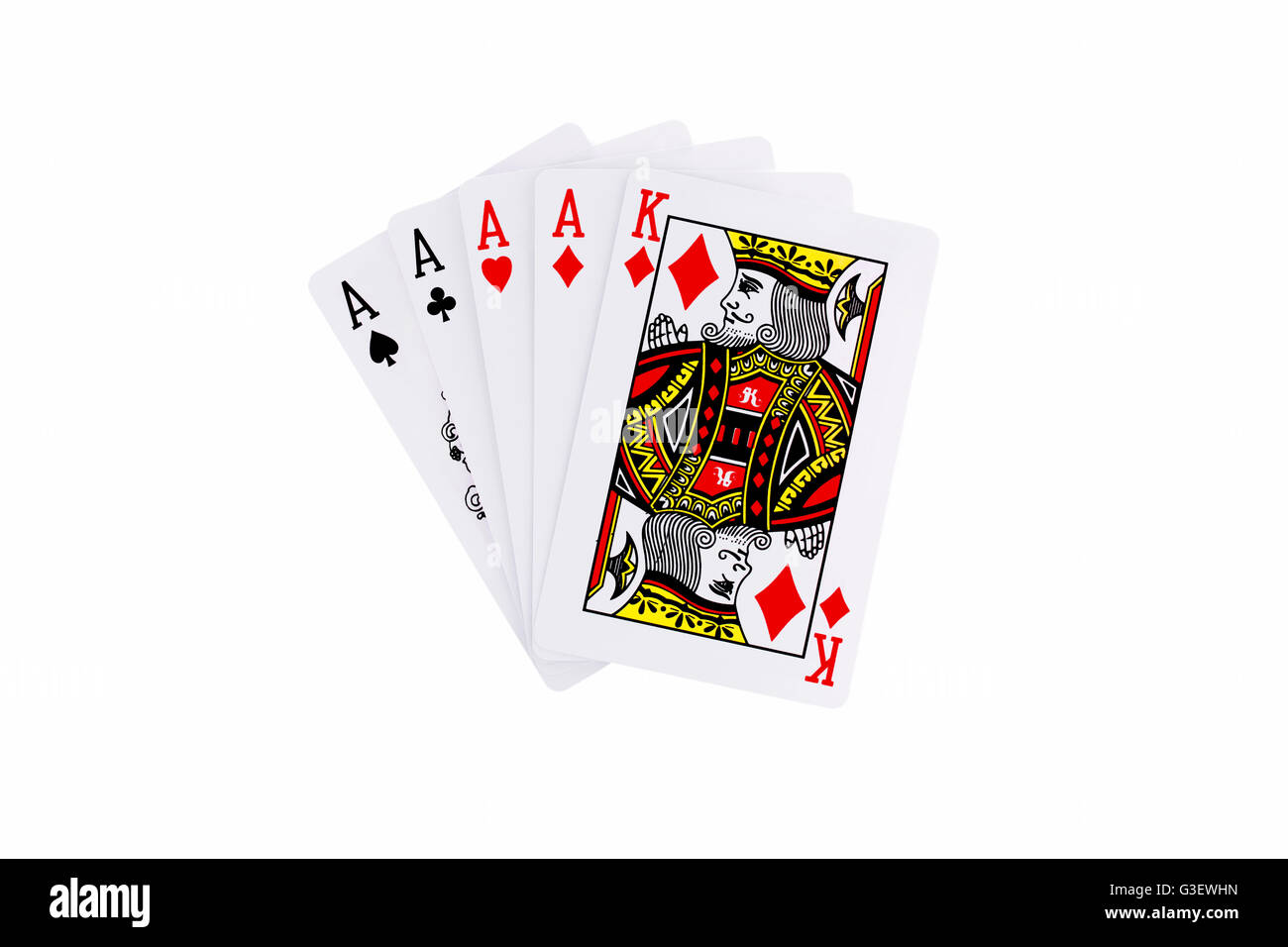 Carte da gioco Poker isolato su bianco Foto Stock