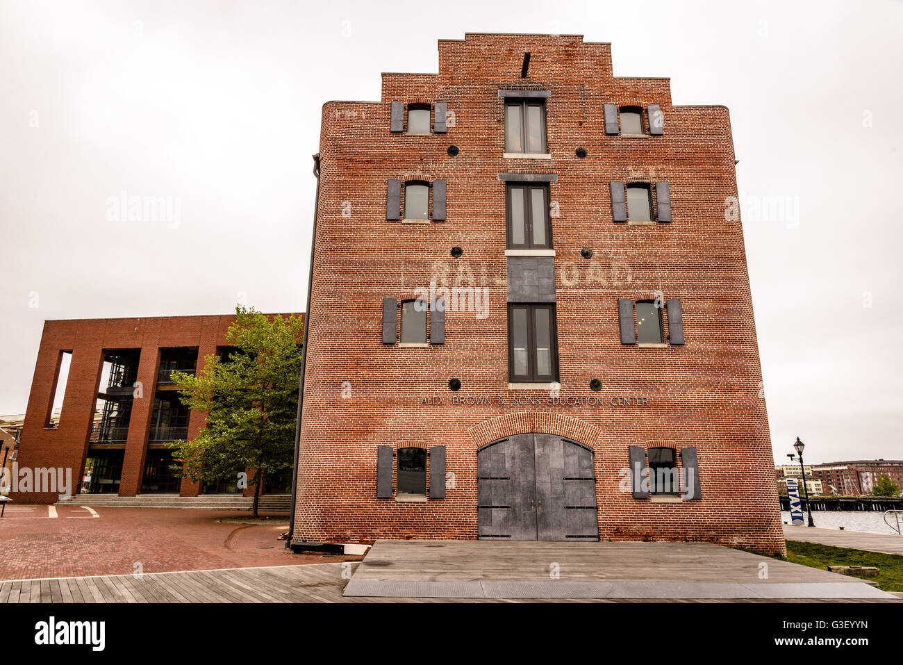 Ripristinato 1840s magazzino, Frederick Douglass - Isaac Myers parco marittimo, Fells Point, Baltimore, MD Foto Stock