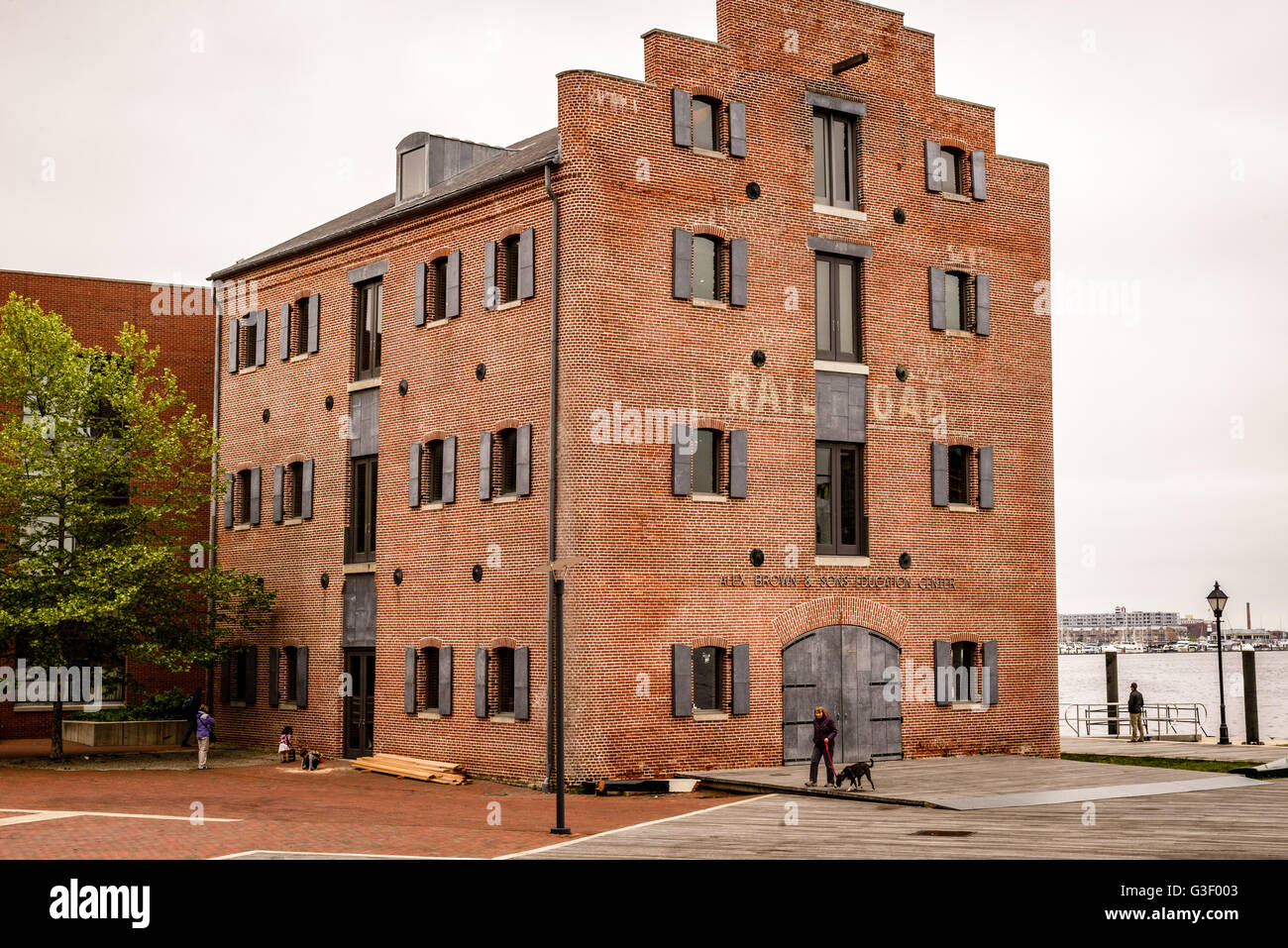 Ripristinato 1840s magazzino, Frederick Douglass - Isaac Myers parco marittimo, Fells Point, Baltimore, MD Foto Stock