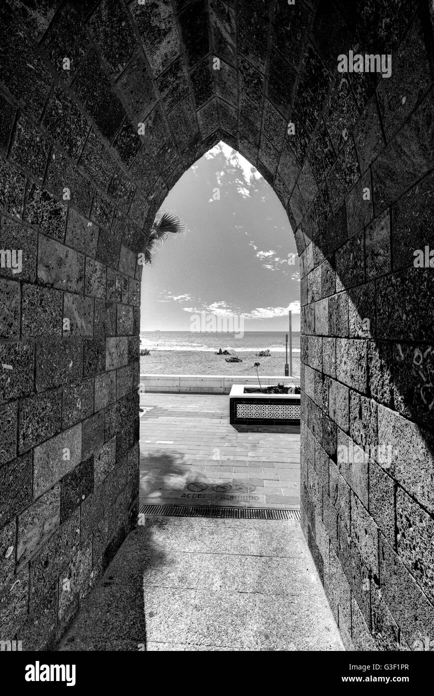 Vicolo, archway, architettura, Rota, Costa de la Luz, Andalusia, Spagna, Europa Foto Stock
