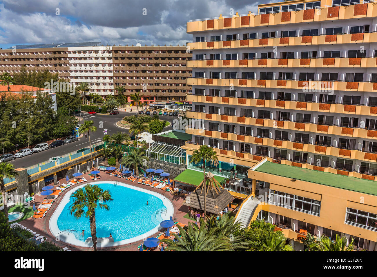 Hotel Lucana, vista dall'Hotel Europalace, Playa del Inglés, Gran Canaria,  Spagna, Europa Foto stock - Alamy