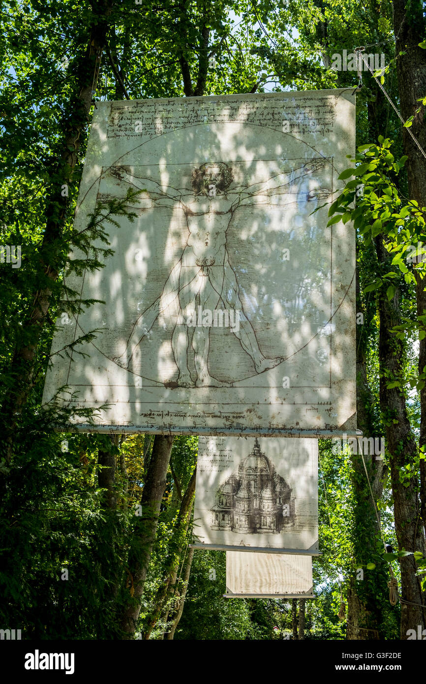 Da Vinci giardini Clos-Lucé al castello di Amboise, valle della Loira, Francia Foto Stock