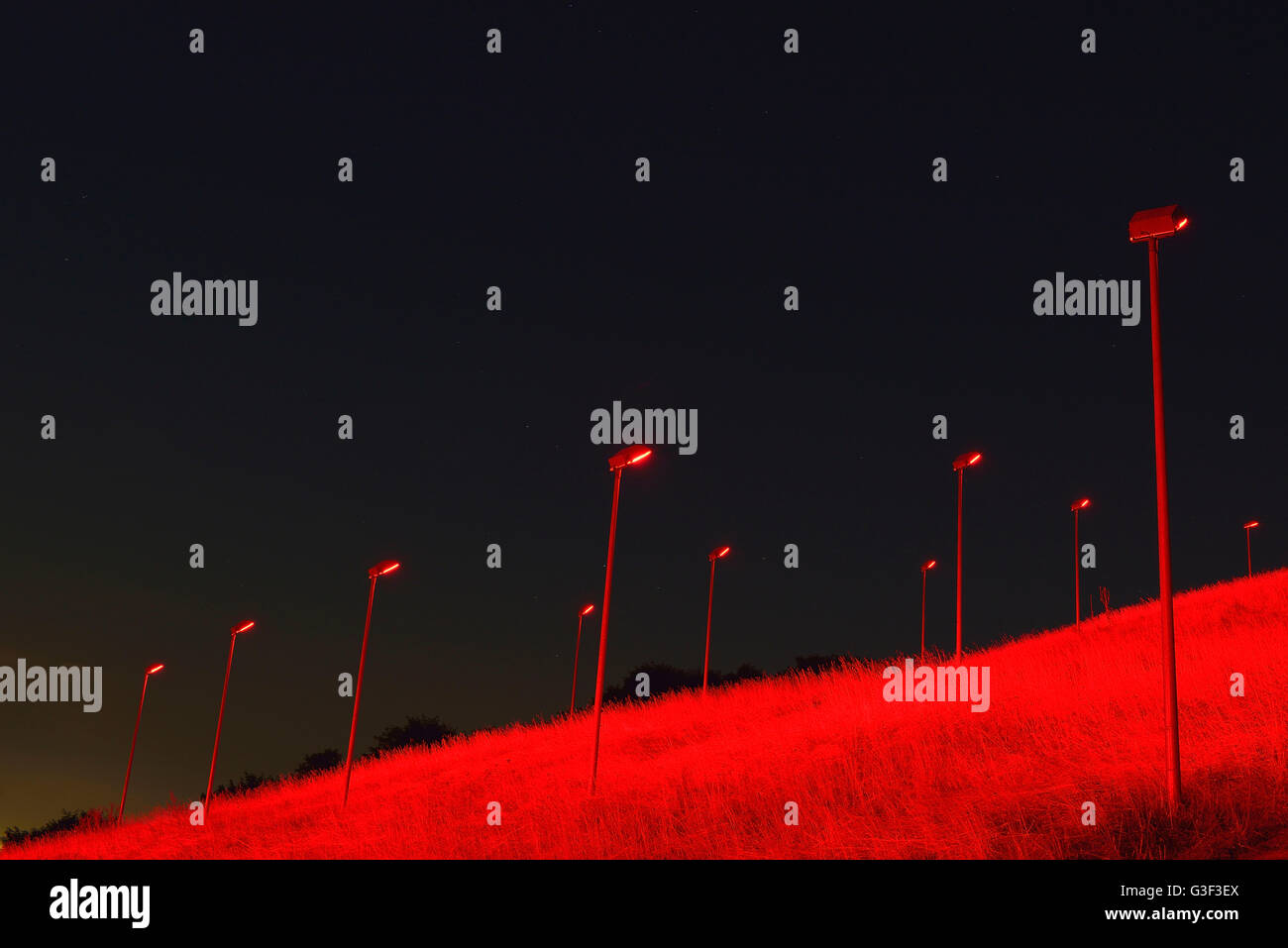 Red lampioni, Halde Rheinpreun, Moers, bacino della Ruhr, Nord Reno-Westfalia, Germania Foto Stock