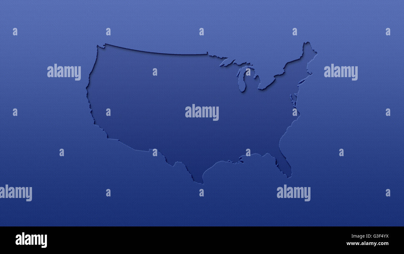 USA mappa centrata blank sfondo cut out effetto Foto Stock