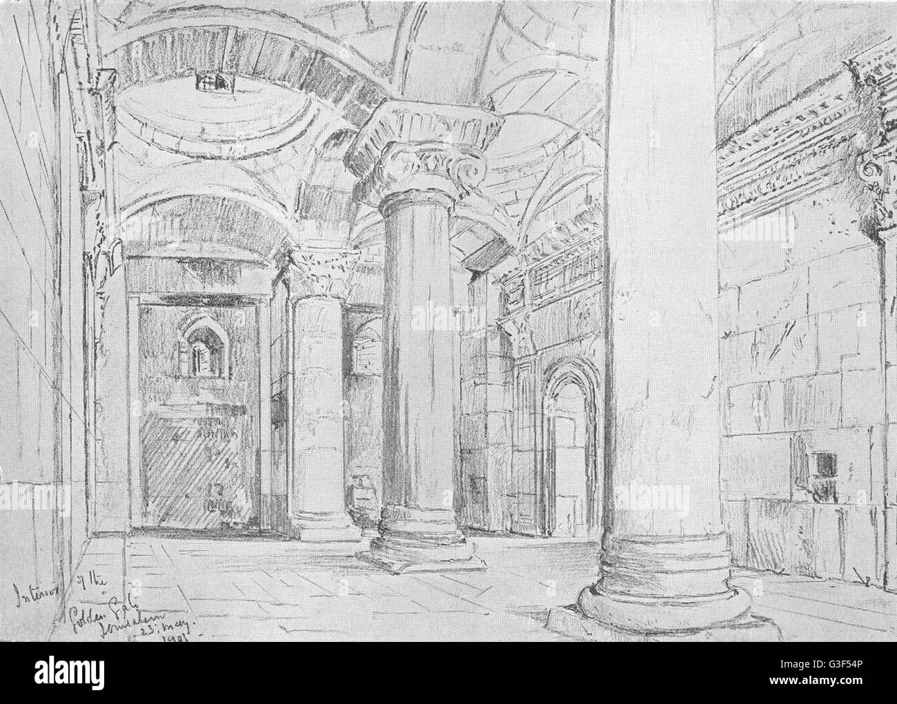 Gerusalemme: Golden Gate bello, antica stampa 1902 Foto Stock