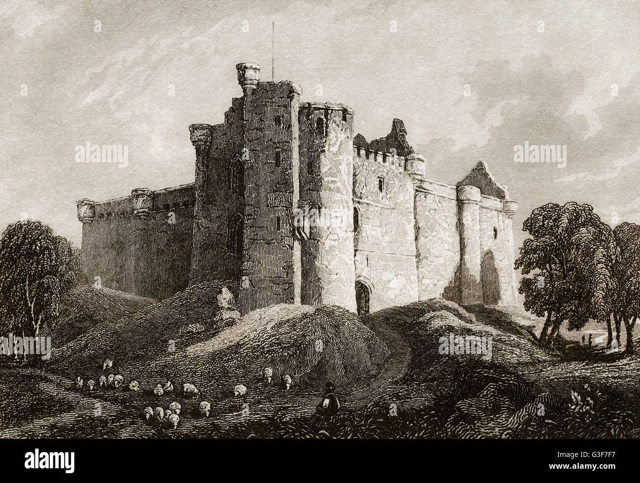 Glamis Castle Glamis, Angus, Scozia, Gran Bretagna, secolo XIX Foto Stock