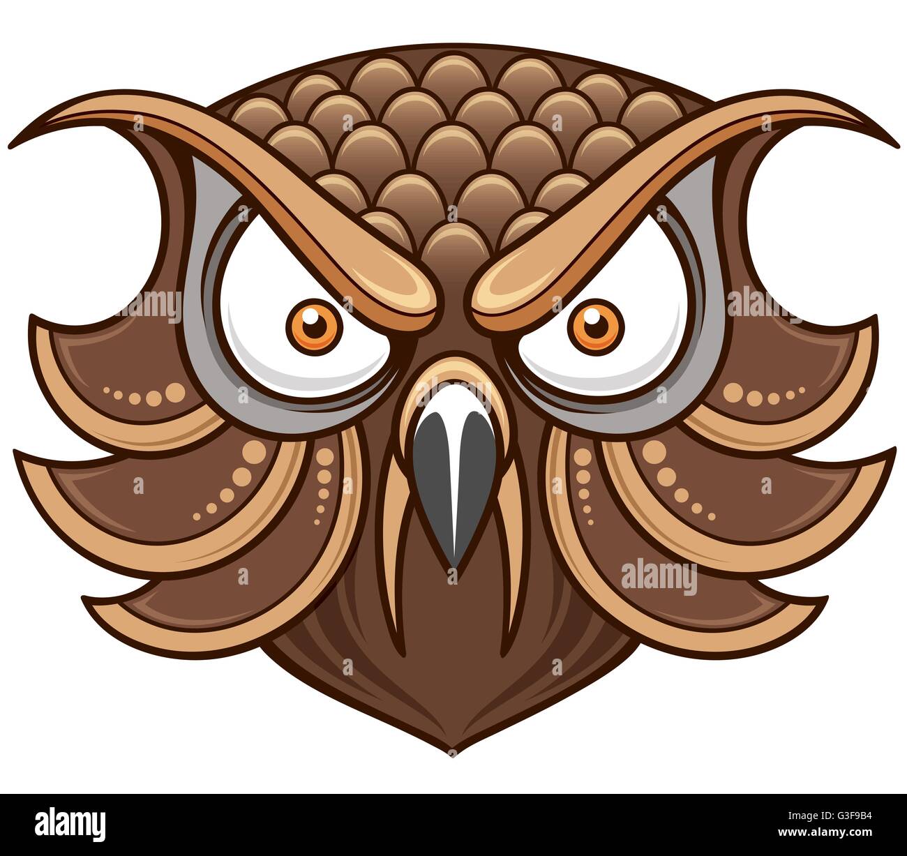 Illustrazione Vettoriale di Cartoon Owl testa Illustrazione Vettoriale