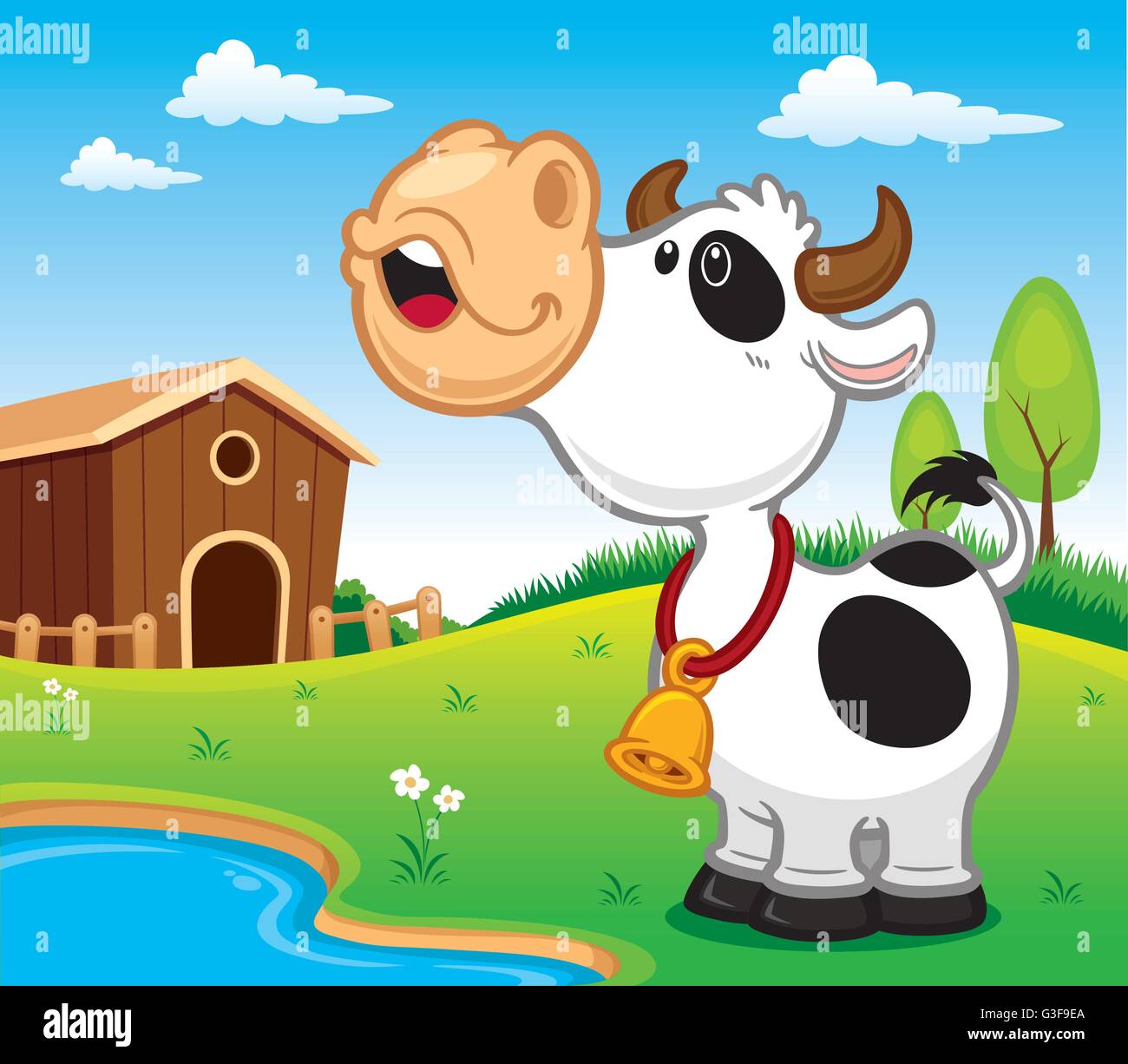 Illustrazione Vettoriale di Cartoon mucca Illustrazione Vettoriale