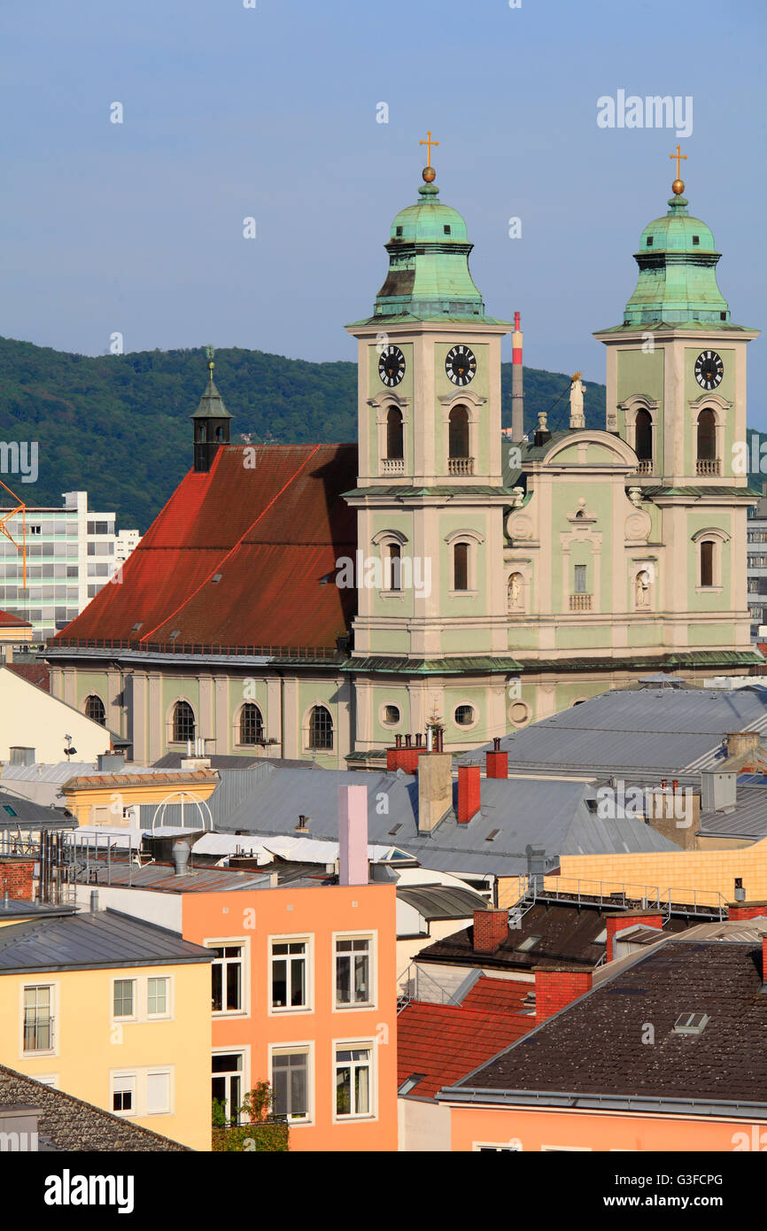 Austria, Austria superiore, Linz, skyline, vecchia cattedrale, Alter Dom, Foto Stock