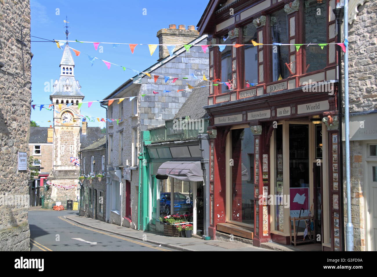 Richard Booth bookshop, Lion Street, Hay-on-Wye, Powys, il Galles, la Gran Bretagna, Regno Unito, Gran Bretagna, Europa Foto Stock