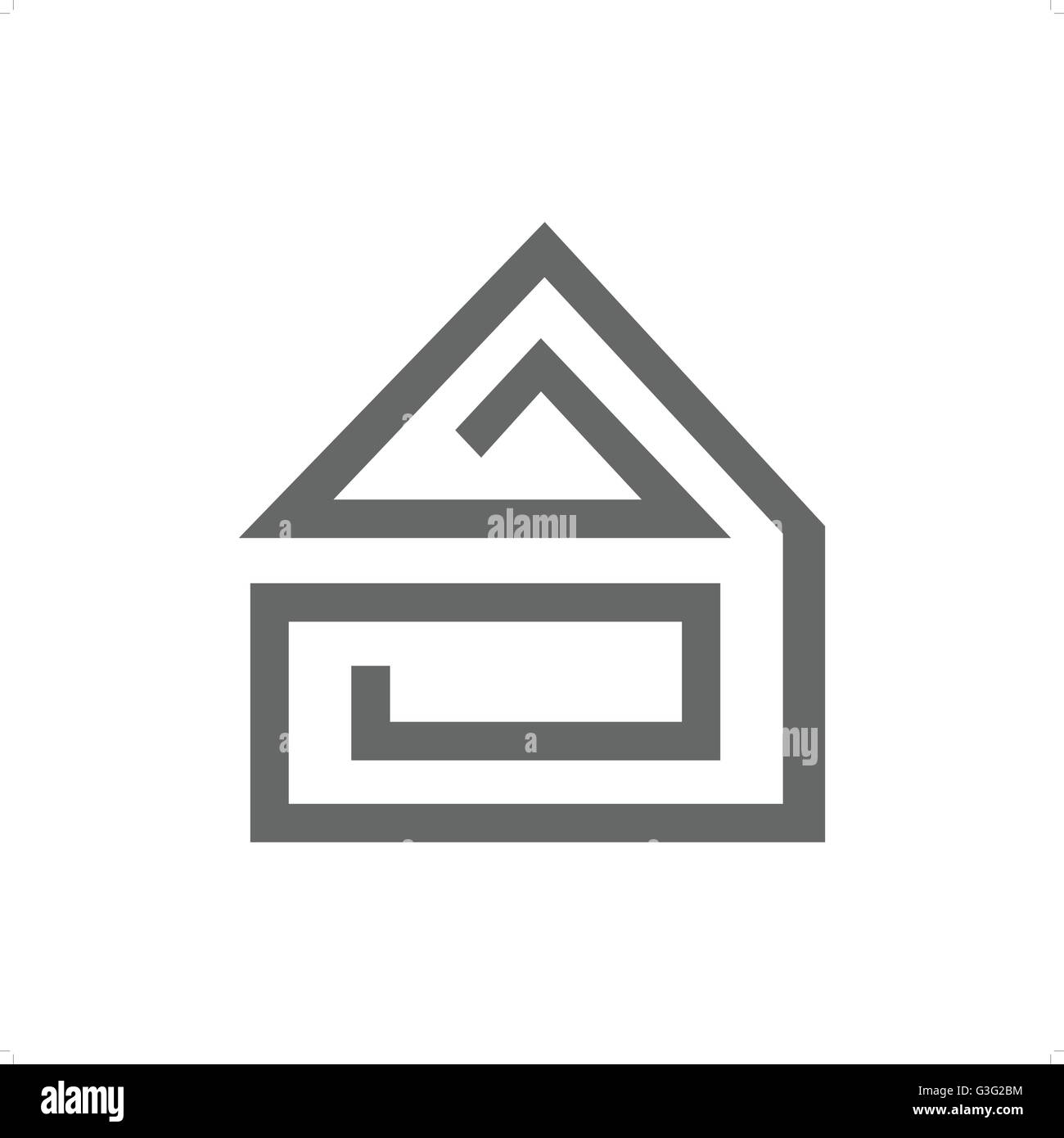 Casa astratta maze icona illustrazione vettore isolato su uno sfondo bianco. Illustrazione Vettoriale