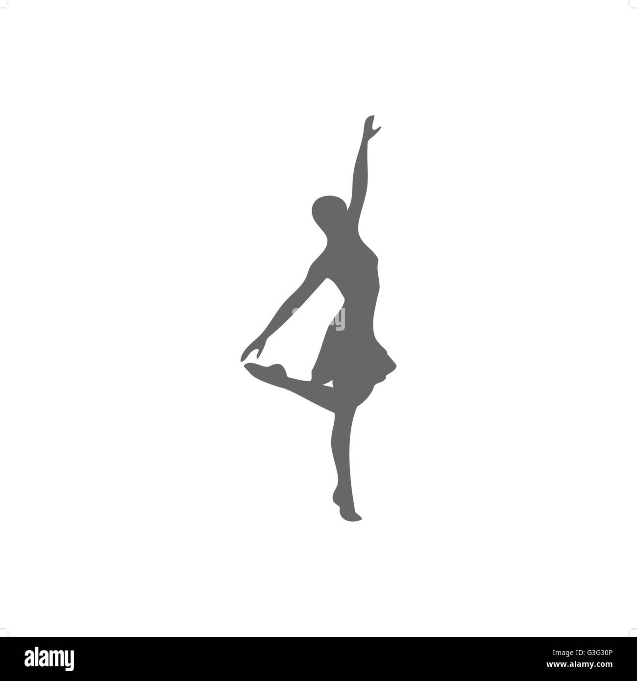 Ballerine figura silhouette illustrazione vettoriale isolati su sfondo bianco. Illustrazione Vettoriale