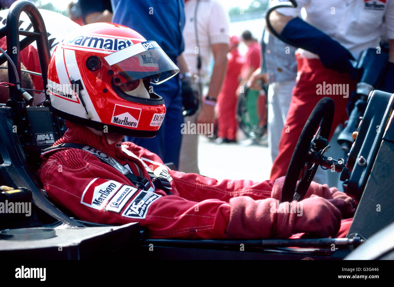 Niki Lauda. 1984 portoghese Grand Prix Foto Stock