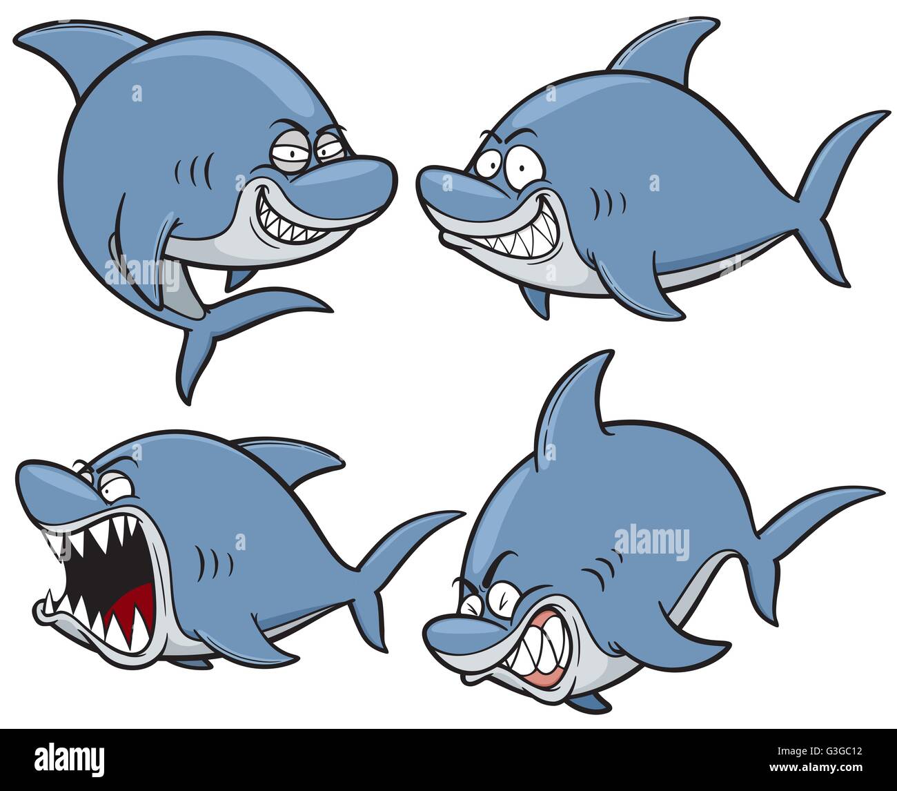 Illustrazione Vettoriale di Cartoon Shark Illustrazione Vettoriale