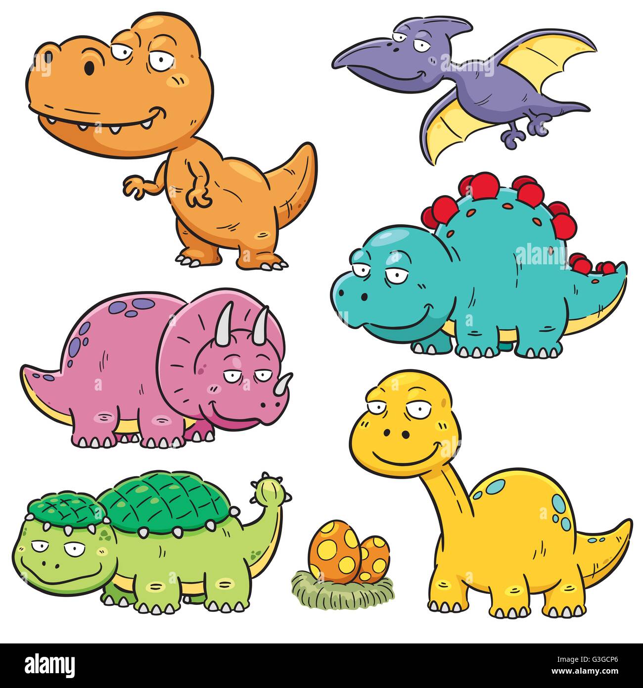 Illustrazione Vettoriale di dinosauri i personaggi dei cartoni animati Illustrazione Vettoriale