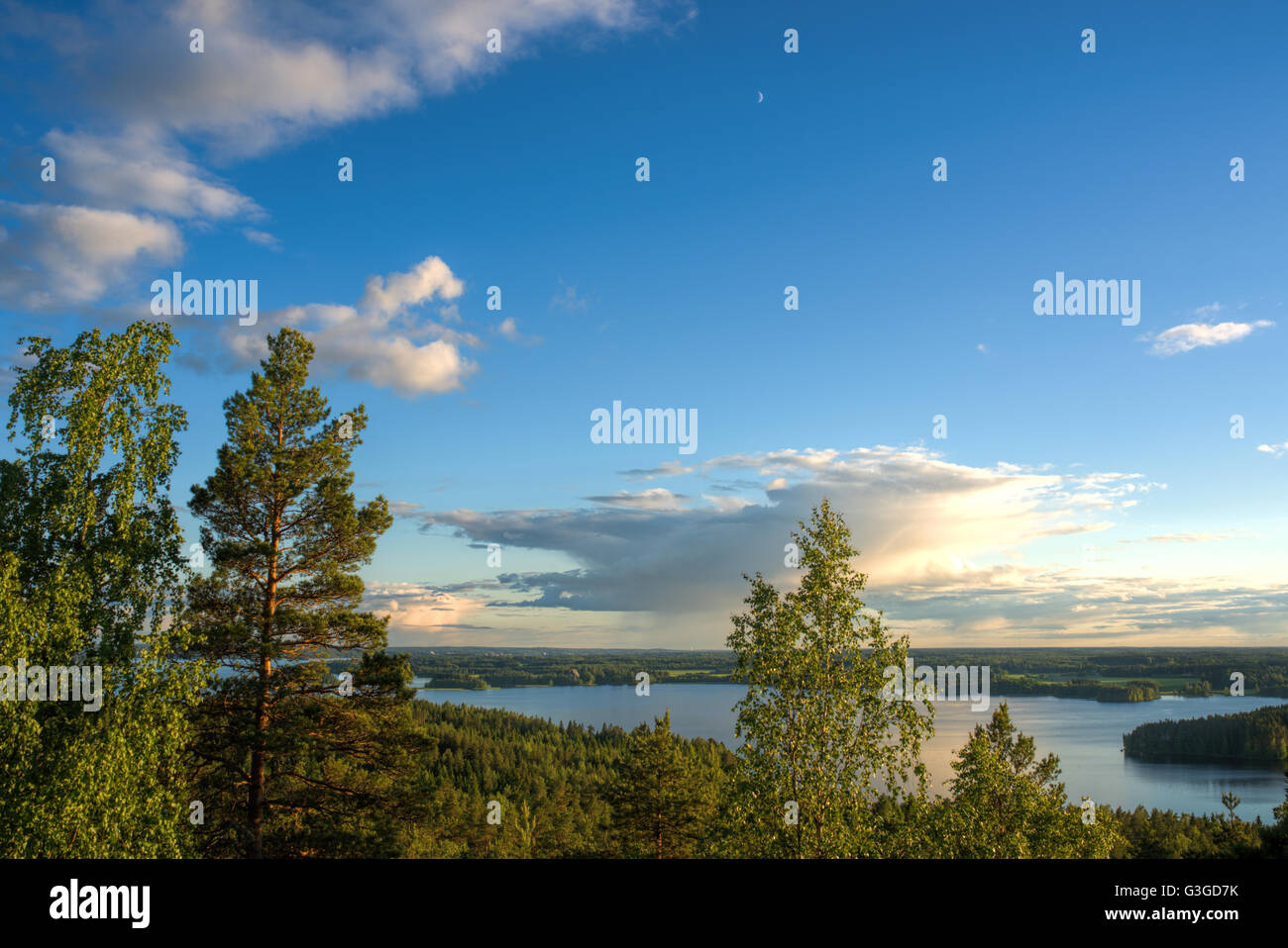 Tipico scenic estate finlandese lakescape a Pirunvuori in Sastamala, Finlandia. Foto Stock