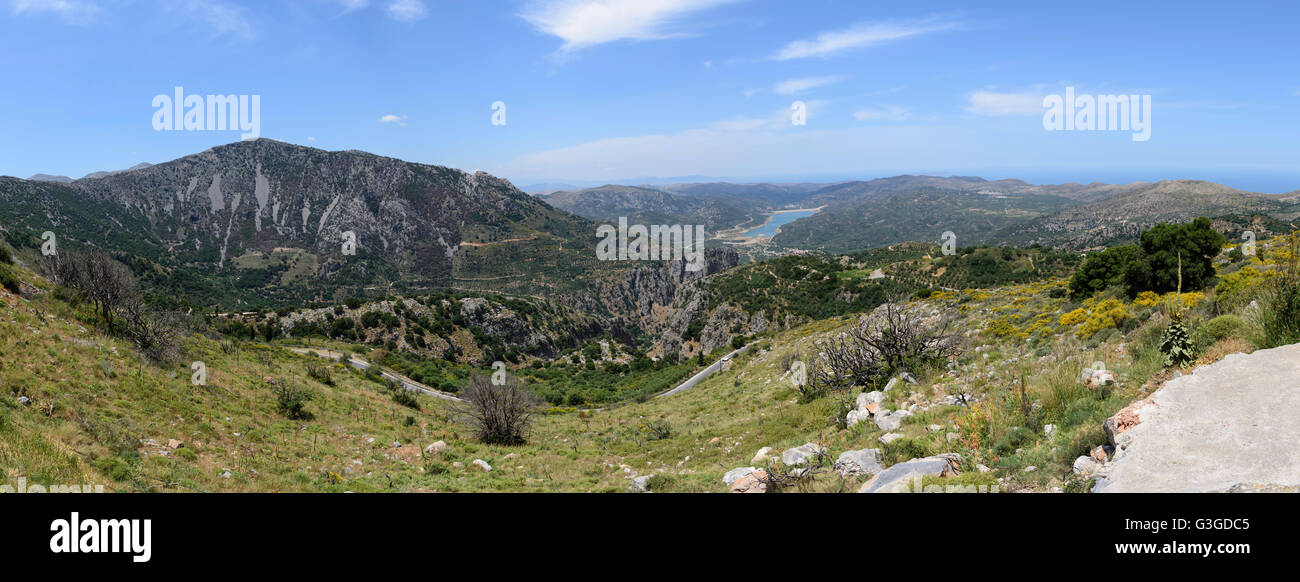 Vista panoramica dal parcheggio dell' Homo Sapiens museum Creta Grecia Foto Stock