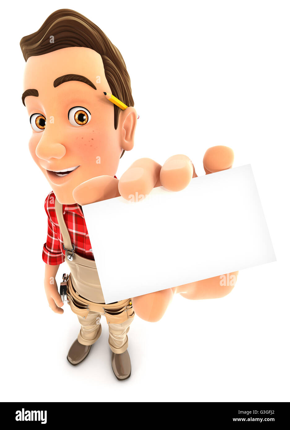 3d tuttofare holding company card, illustrazione isolato con sfondo bianco Foto Stock