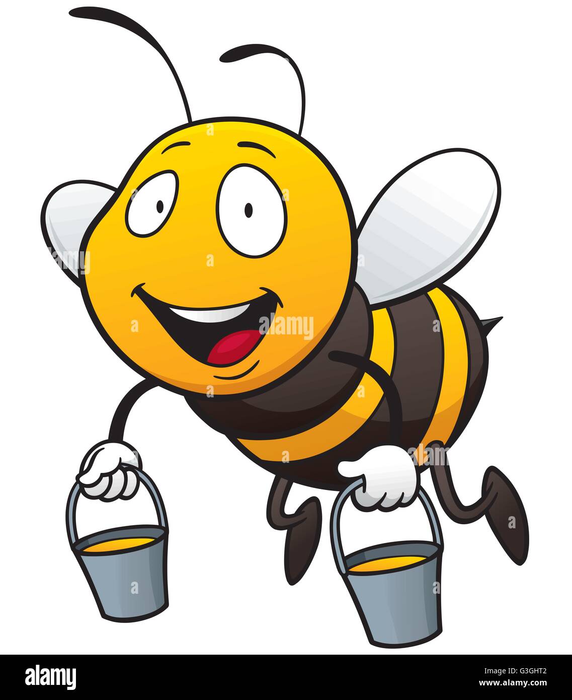Illustrazione Vettoriale di Cartoon Bee holding cucchiaio di miele Illustrazione Vettoriale
