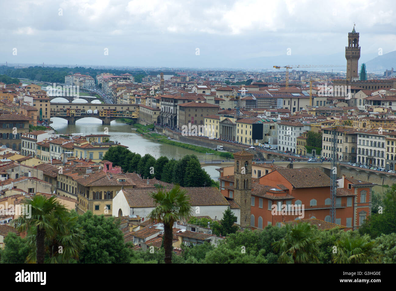 Vista su Firenze e Ponte Vecchio, Firenze, Ital Foto Stock