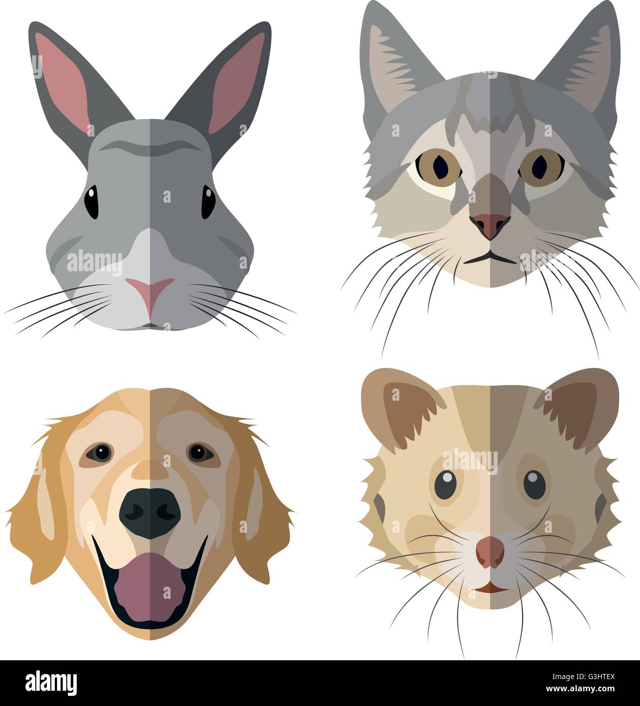 Collezione di animale domestico di testine per l'uso creativo in graphic design Illustrazione Vettoriale