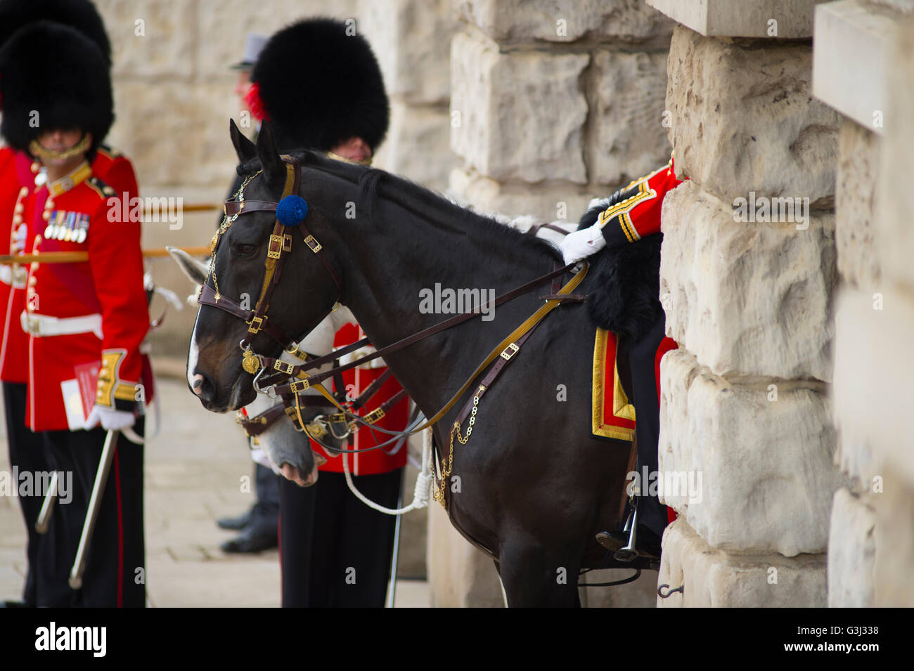 La Sfilata delle Guardie a Cavallo, Londra, Regno Unito. 11 giugno 2016. Il novantesimo compleanno sfilata di Sua Maestà la Regina Elisabetta II. Foto Stock