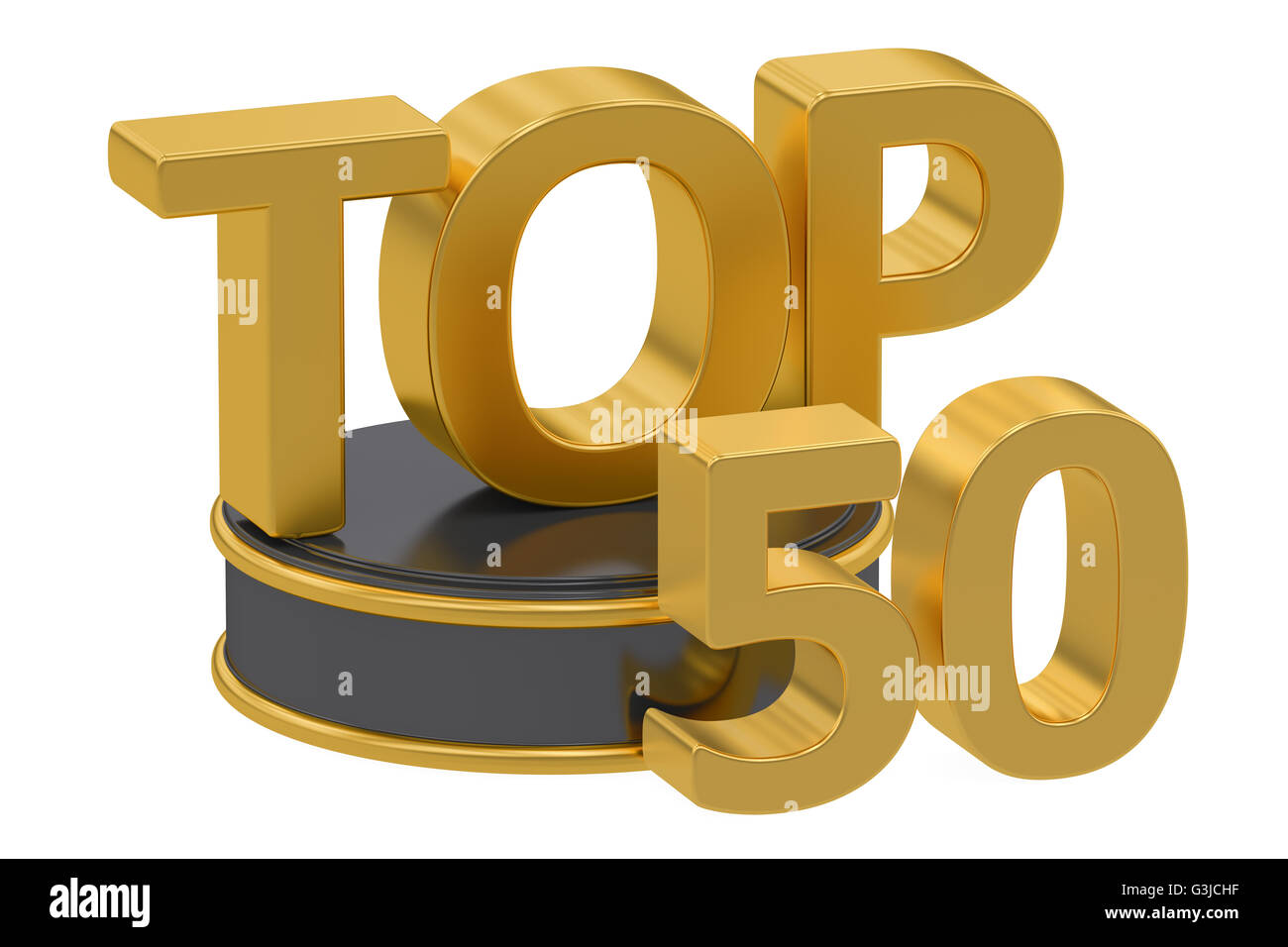 Top 50, 3D rendering isolati su sfondo bianco Foto Stock