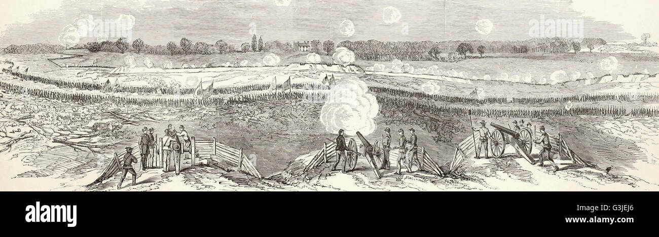 La guerra in Virginia - Burnside's corps carica la posizione confederato sulla destra del nemico la linea di fronte a Pietroburgo, Virginia - USA GUERRA CIVILE Foto Stock