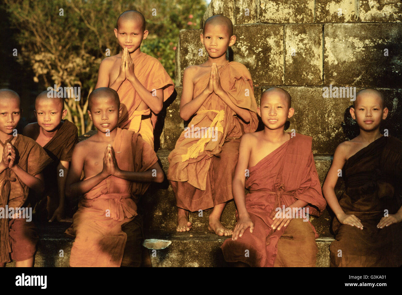 I monaci buddisti, sorridente, divertente funny Foto Stock