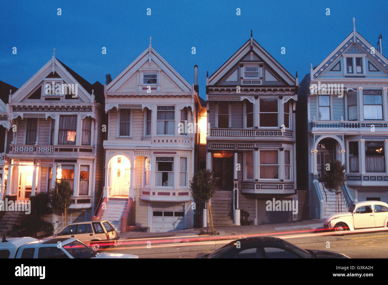 San Francisco, case vittoriane ad Alamo Square Foto Stock