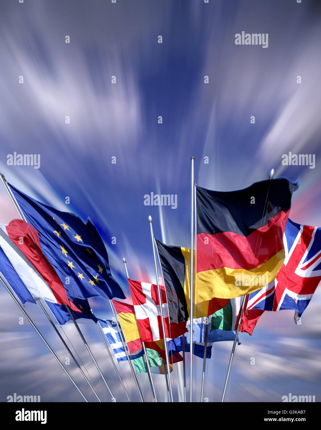 Europa: le bandiere di Europa Foto Stock
