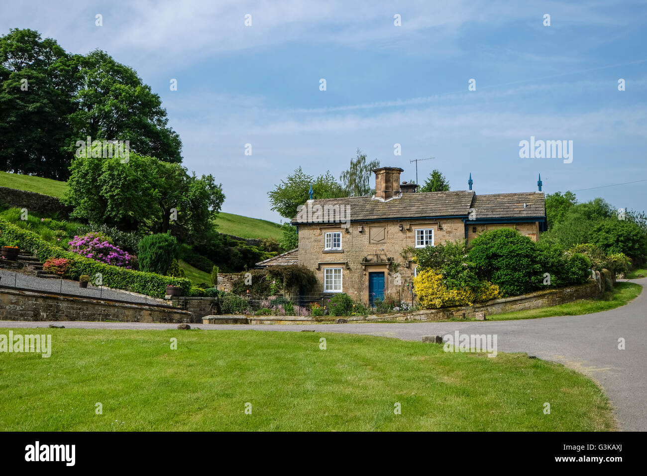 Villaggio di Edensor nel Derbyshire Foto Stock