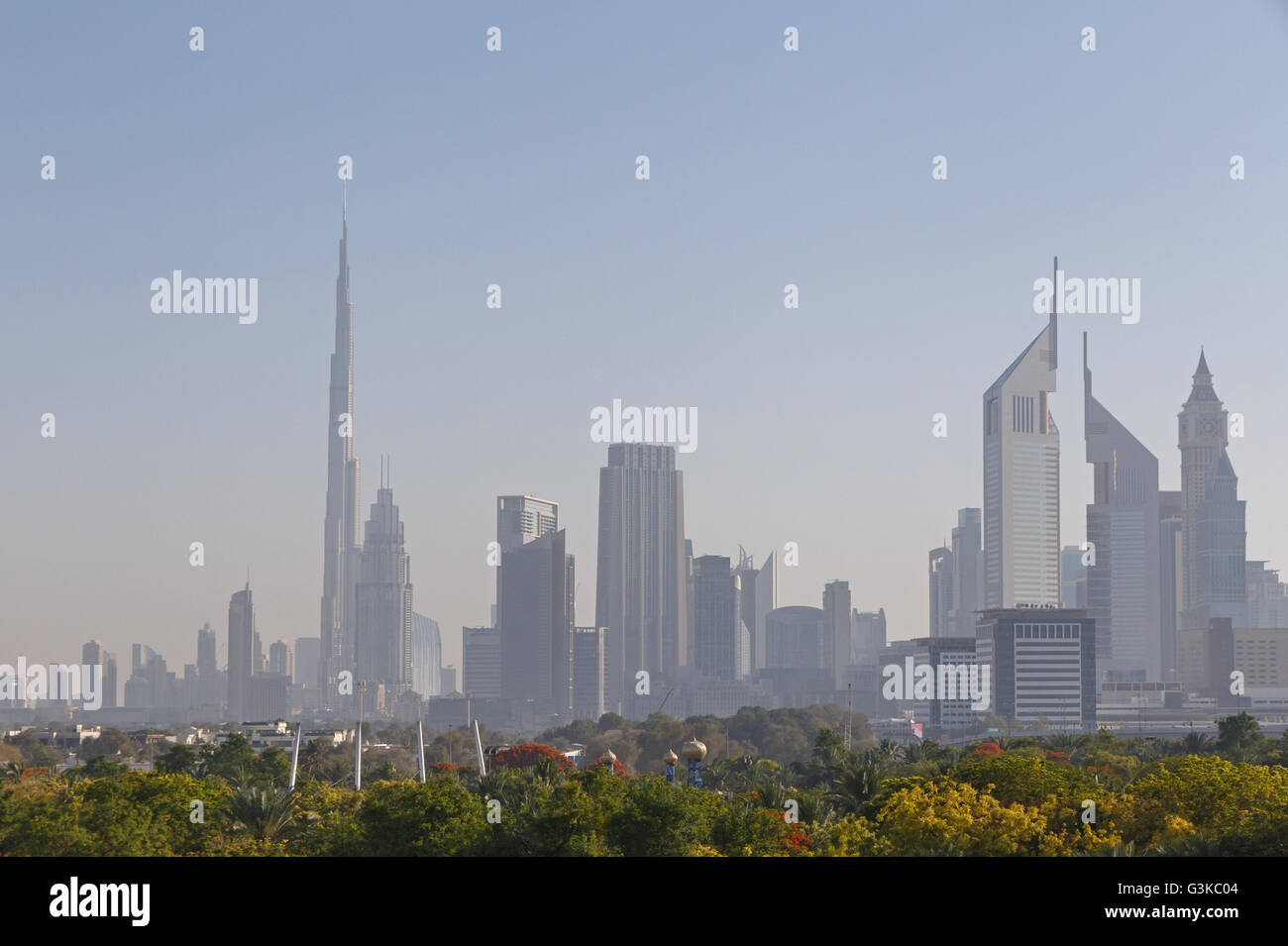 Cityscape di Dubai Downtown district Foto Stock