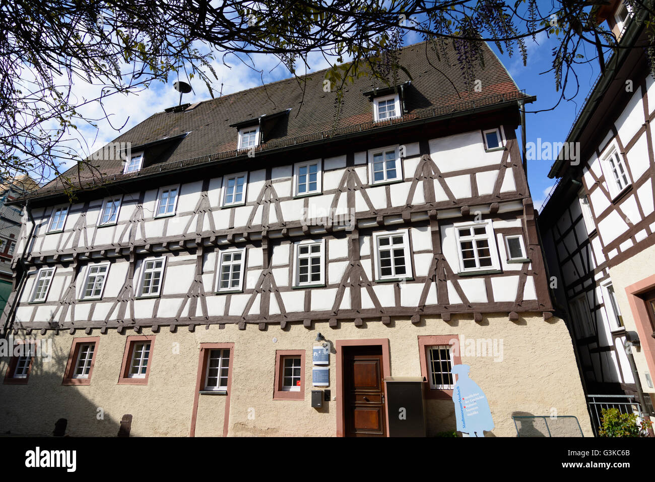 Vecchio ospedale , oggi museo della città, Germania, Baden-Württemberg, Odenwald, Mosbach Foto Stock