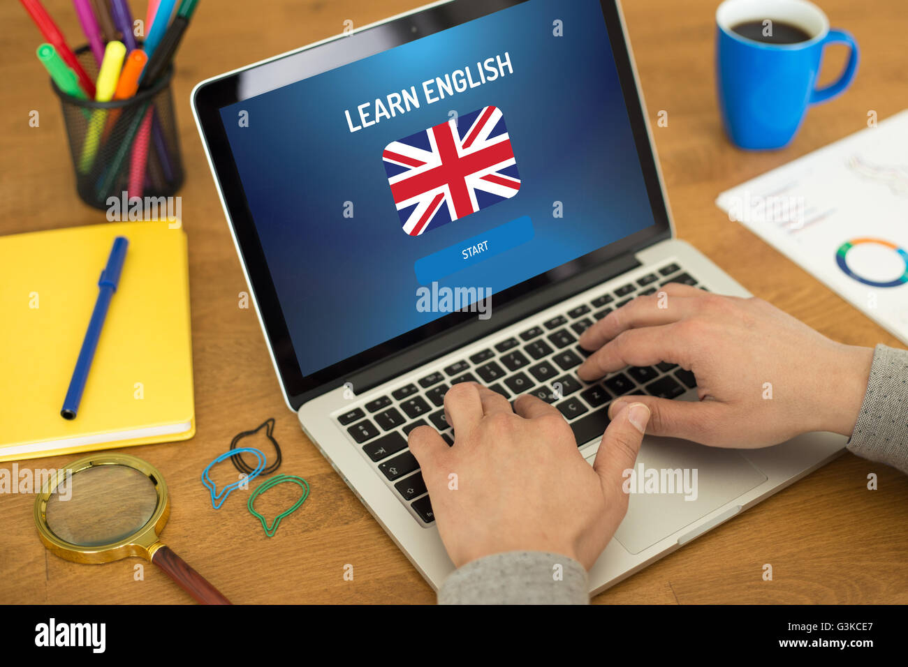 Imparare Inglese Online Istruzione Scuola di Lingue CONCEPT Foto Stock