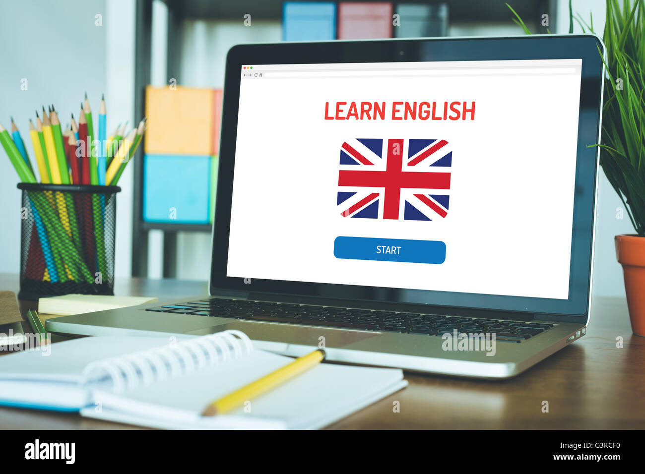 Imparare Inglese Online Istruzione Scuola di Lingue CONCEPT Foto Stock